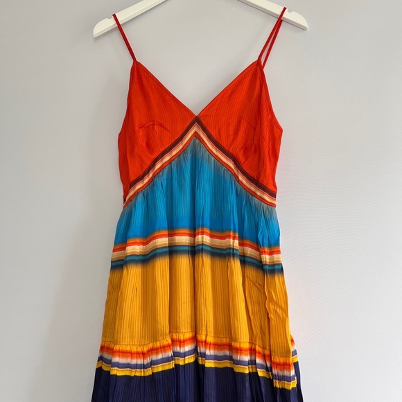 NWT Anthropologie Tanvi Kedia V-Neck Silky Colorblock Midi Dress size S - Picture 4 of 13